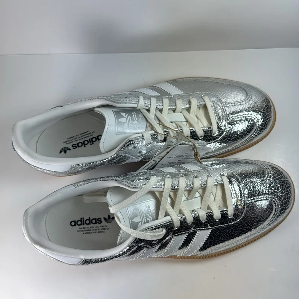 Adidas Samba OG Metallic Silver Cracked Leather Women’s Size 8 Sneakers - Picture 5 of 12